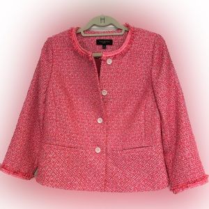 Talbots Pink Tweed Peplum Jacket Size 8 Petite